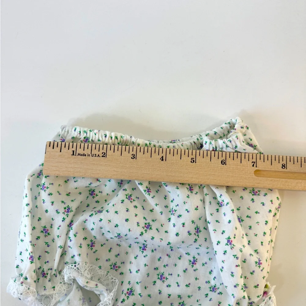 VTG Dress‎ Bloomer White Purple Flowers 18M 2pc set Side Button Unique Lace USA